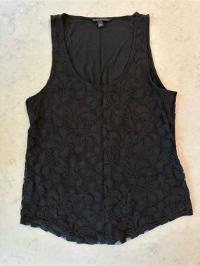 Banana Republic Black Lace Overlay Tank Top